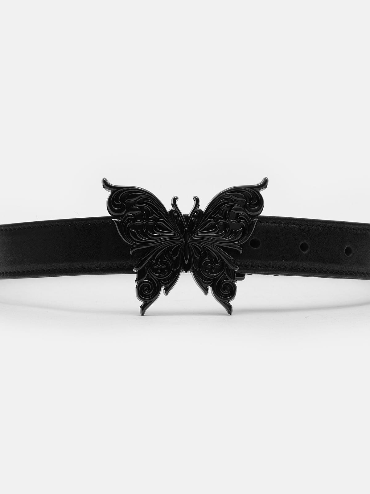 SMFK Leather Butterfly Buckle Belt in Black
