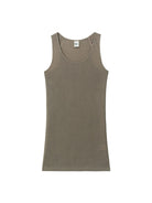 SIMPLE PROJECT Longline Stretch Knit Tank Top in Beige