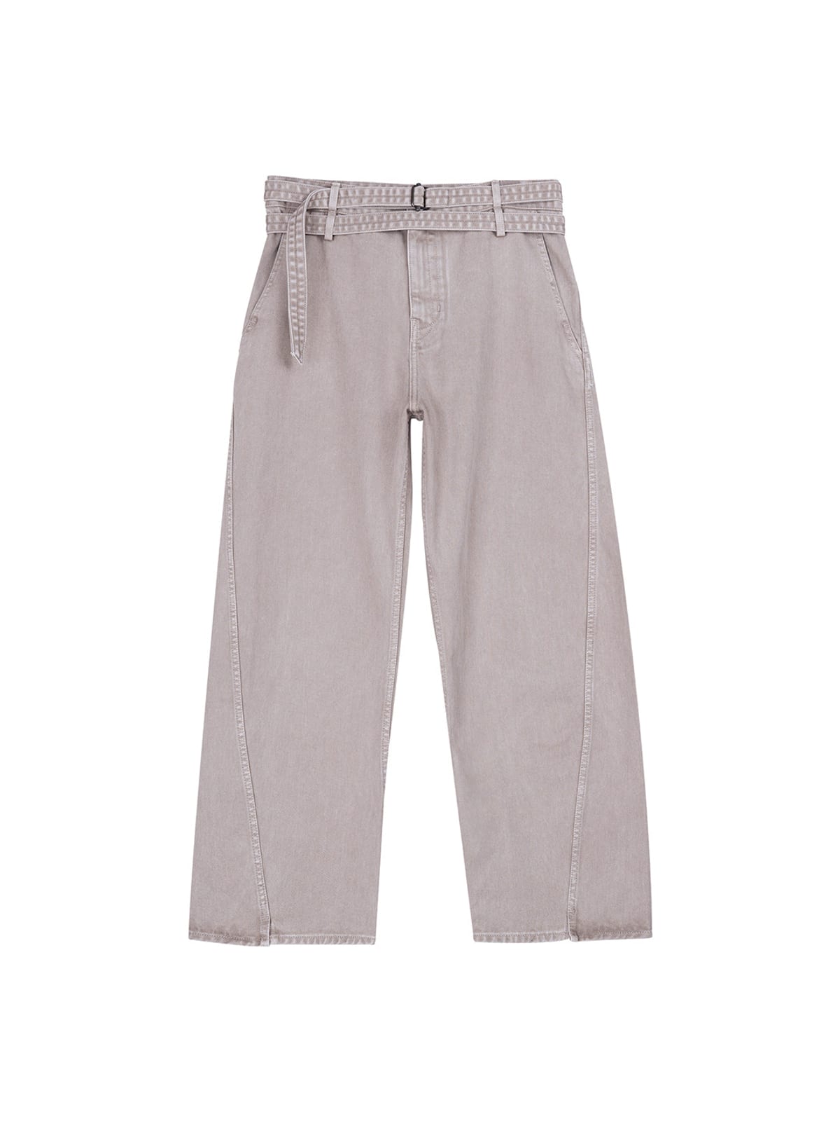 SIMPLE PROJECT Belted Garment Dyed Curved Jeans in Purple