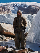 PERSONSOUL Garment Dyed Quilted Cotton Coat in Brown - On Male Model