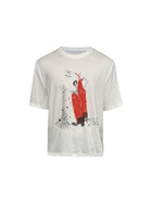 JCAESAR STUDIO Fisherman Print Tencel Wool T Shirt in White