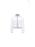 RARELY ALIKE Striped Mock Layer Cropped Jacket in White