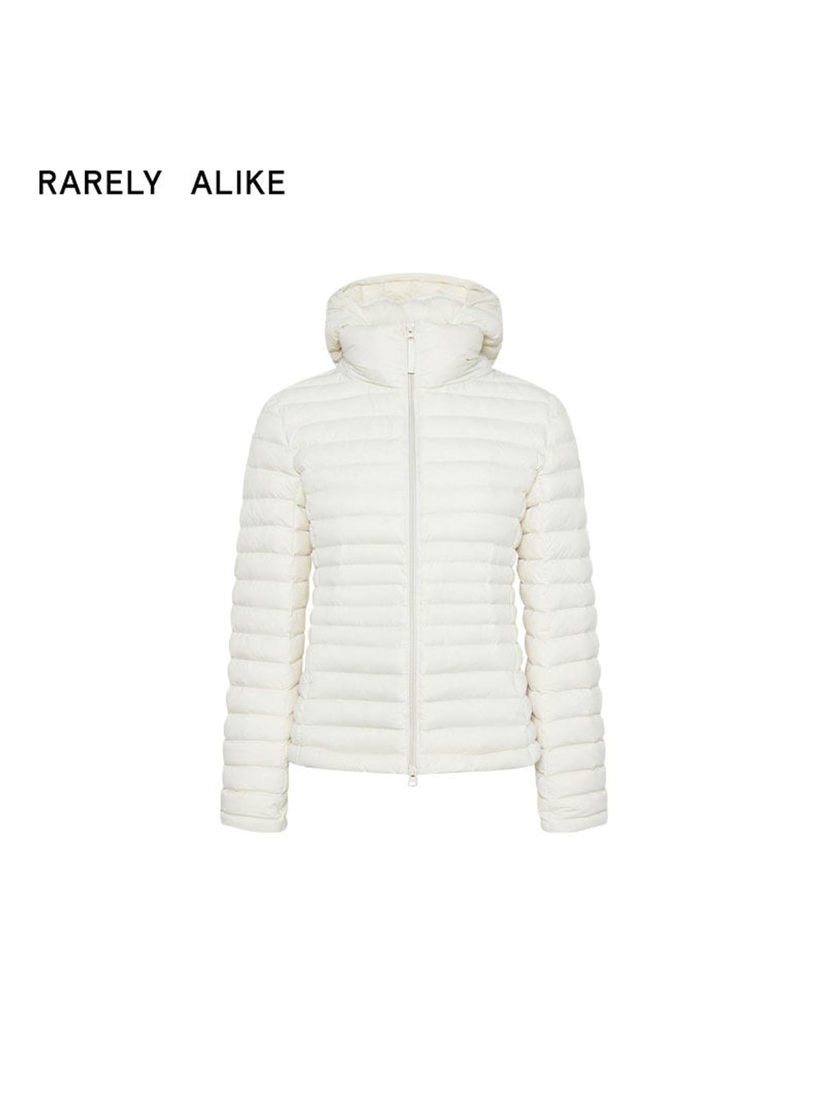 RARELY ALIKE Detachable Hood Duck Down Puffer in White