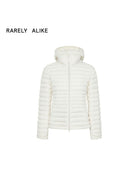RARELY ALIKE Detachable Hood Duck Down Puffer in White