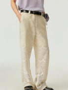 SIMPLE PROJECT Cotton Blend Crochet Lace Trousers in White - On Model