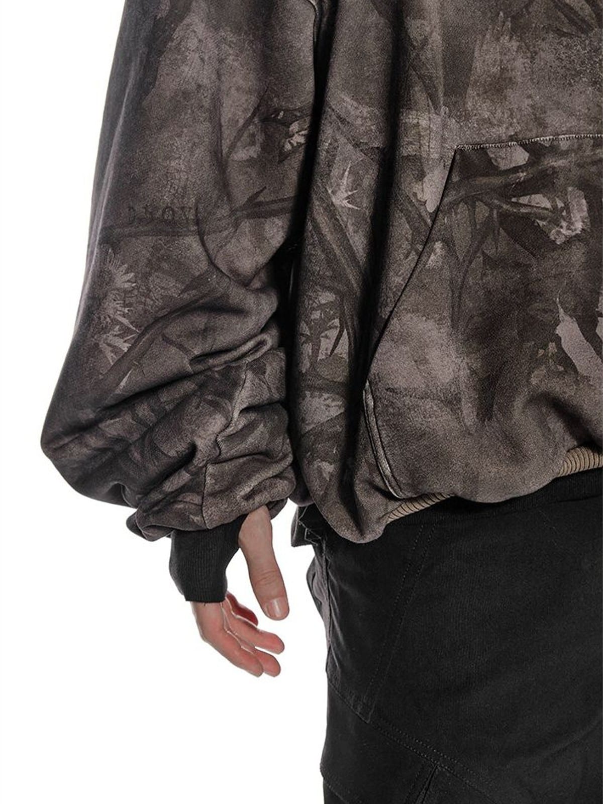 D5ove Distressed Forest Camo Hoodie in Gray - On Model