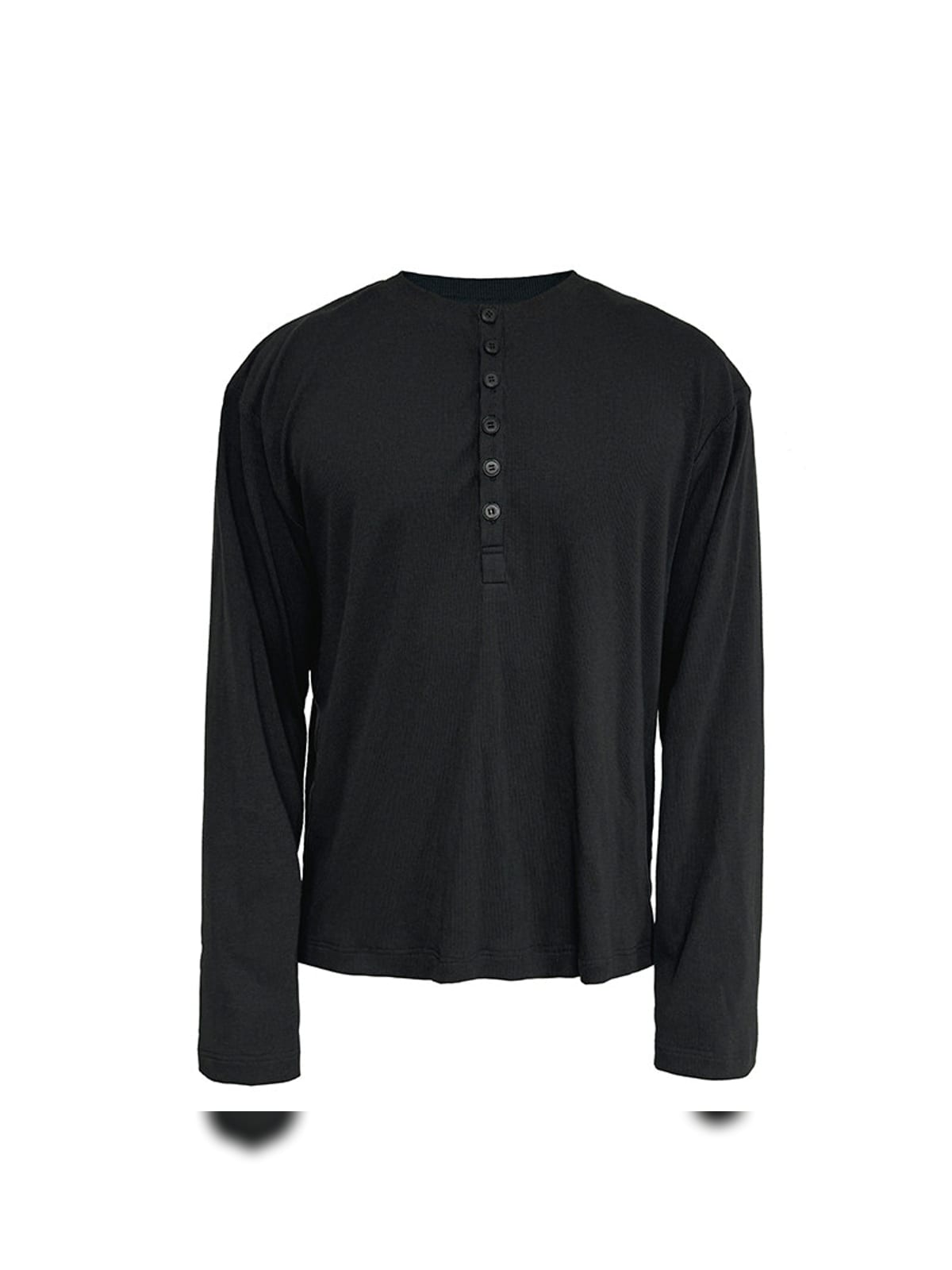 JCAESAR STUDIO Long Sleeve Rayon Blend Henley in Black