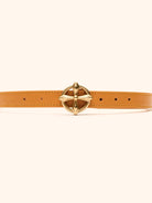 SMFK Cross Totem Hand Burnished Leather Belt in Mustard