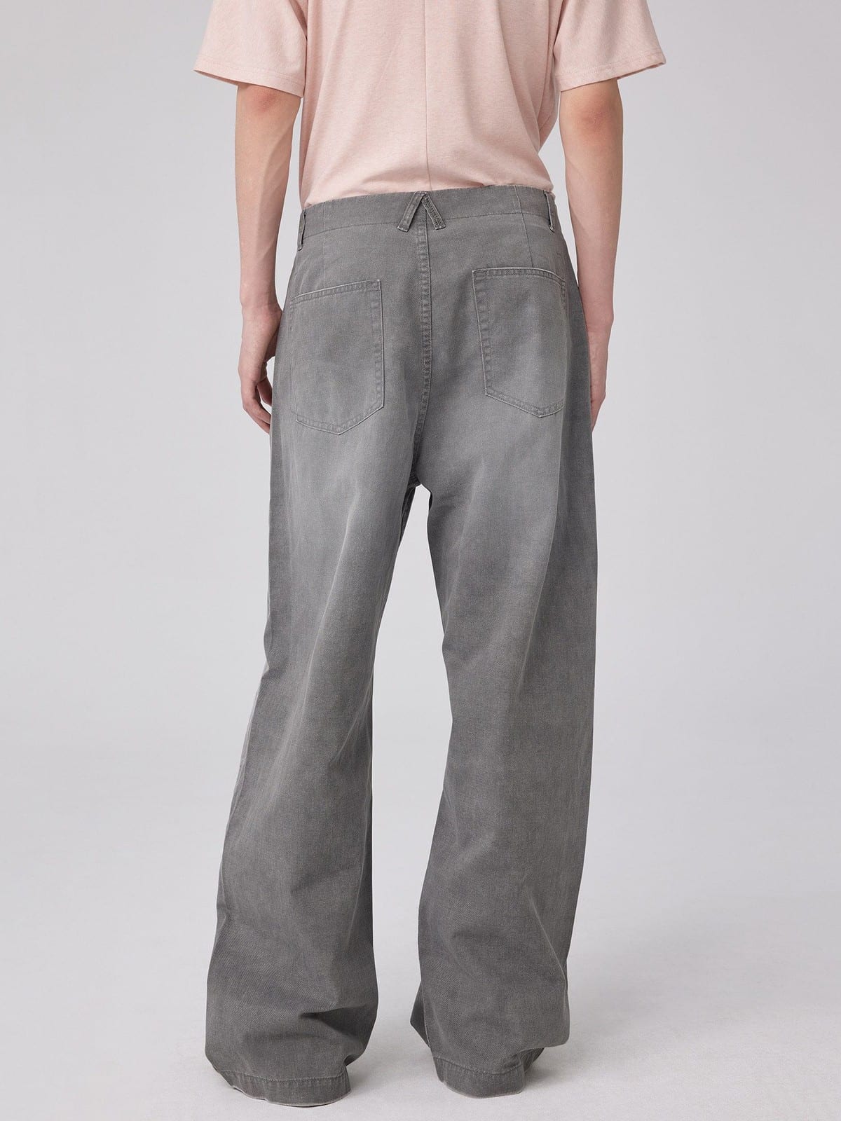 SIMPLE PROJECT Painted Straight Leg Trousers in Gray - On Model