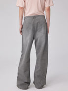 SIMPLE PROJECT Painted Straight Leg Trousers in Gray - On Model