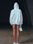 SMFK Oversized Zip Up Cotton Hoodie in Gray - On Female Model