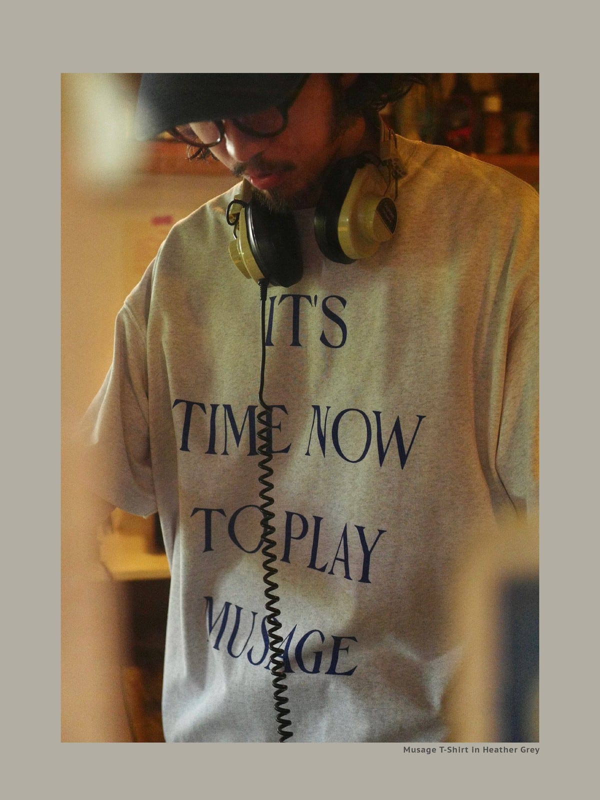 USAGE Heavyweight Graphic Cotton T Shirt in Heather Gray - On Male Model