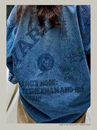 USAGE Washed Distressed Denim Shirt in Denim - On Model