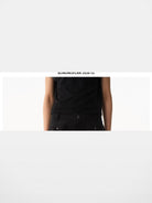 BLINDNOPLAN Leather Spliced Straight Leg Pants in Black - On Model