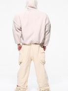D5ove Sherpa Fleece Half Zip Sweatshirt in White - On Model
