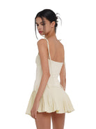 SweetChilling Pleated Paneled Slip Mini Dress in Yellow - On Female Model