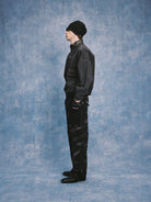 SOD Rivet Panel Micro Flare Jeans in Black - On Male Model