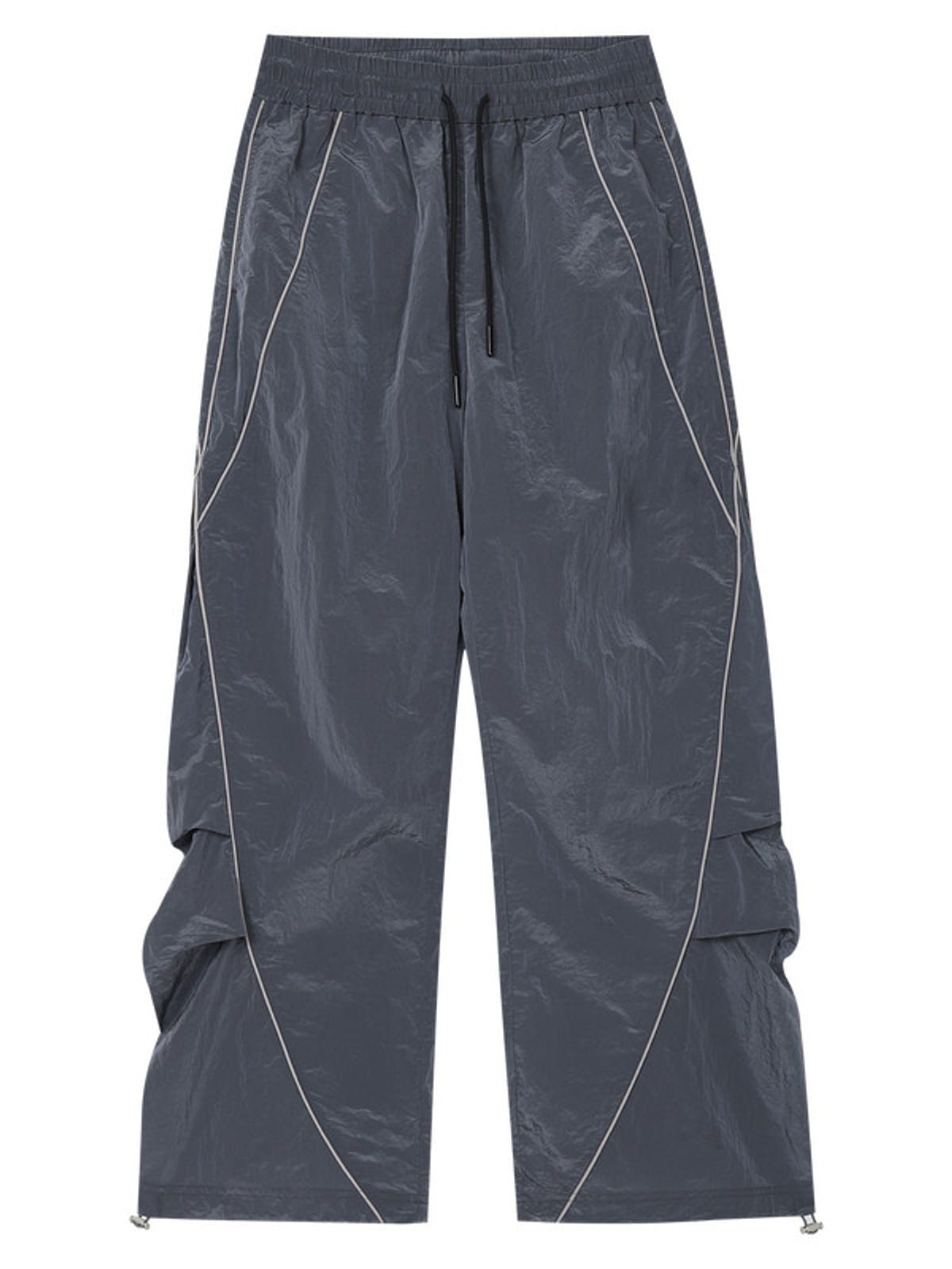 MEDM Glossy Piped Techwear Track Pants in Gray