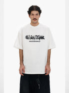 MASONPRINCE Graffiti Logo Cotton T Shirt in White - On Male Model