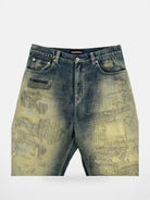 UNKNOWNWORLD Heavyweight Distressed Wide Leg Jeans in Denim