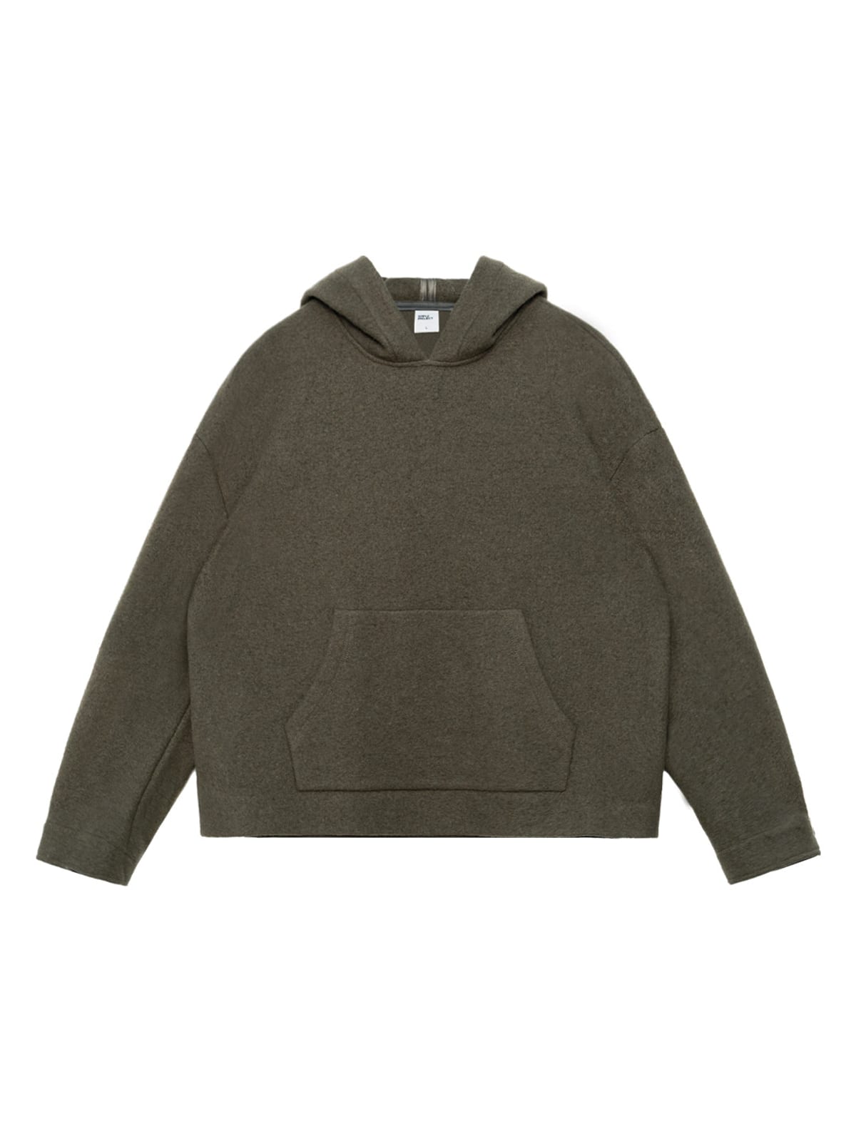 SIMPLE PROJECT Pure Wool Pullover Hoodie in Khaki