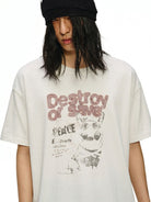 D5ove Vintage Peace Puppy Print T Shirt in White - On Male Model