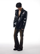 THELIGHT OFFICIAL Glossy Patent Leather Blazer in Black - On Male Model