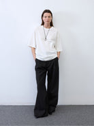 Random Piece Cotton Drop Shoulder T Shirt in White - On Female Model