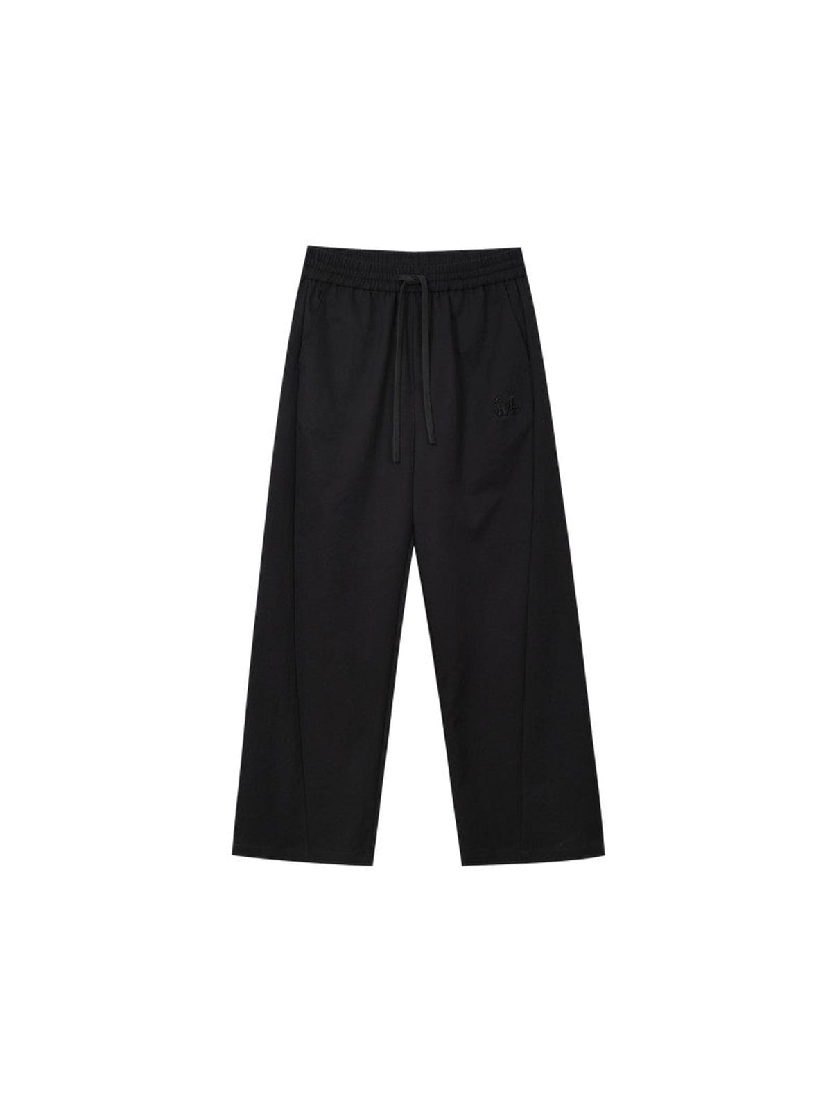 MEDM Spliced Drawstring Wide Leg Trousers in Black