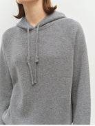 MSBEAST Pure Wool Waffle Knit Hoodie in Gray - On Female Model