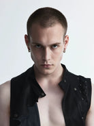 BLACKHEAD Two Tone Starburst Hoop Earrings in Gold - On Male Model