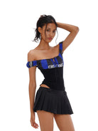SweetChilling Sporty Paneled Cutout Pleated Mini Dress in Black - On Female Model