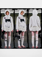 CFIERCE Embroidered Cat Tail Bubble Skirt in White - On Female Model