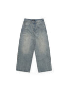 MASONPRINCE Frayed Hem Slub Denim Pants in Light Blue