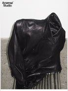 ACSENSE STUDIO Triangle Cut Sheepskin Jacket in Black