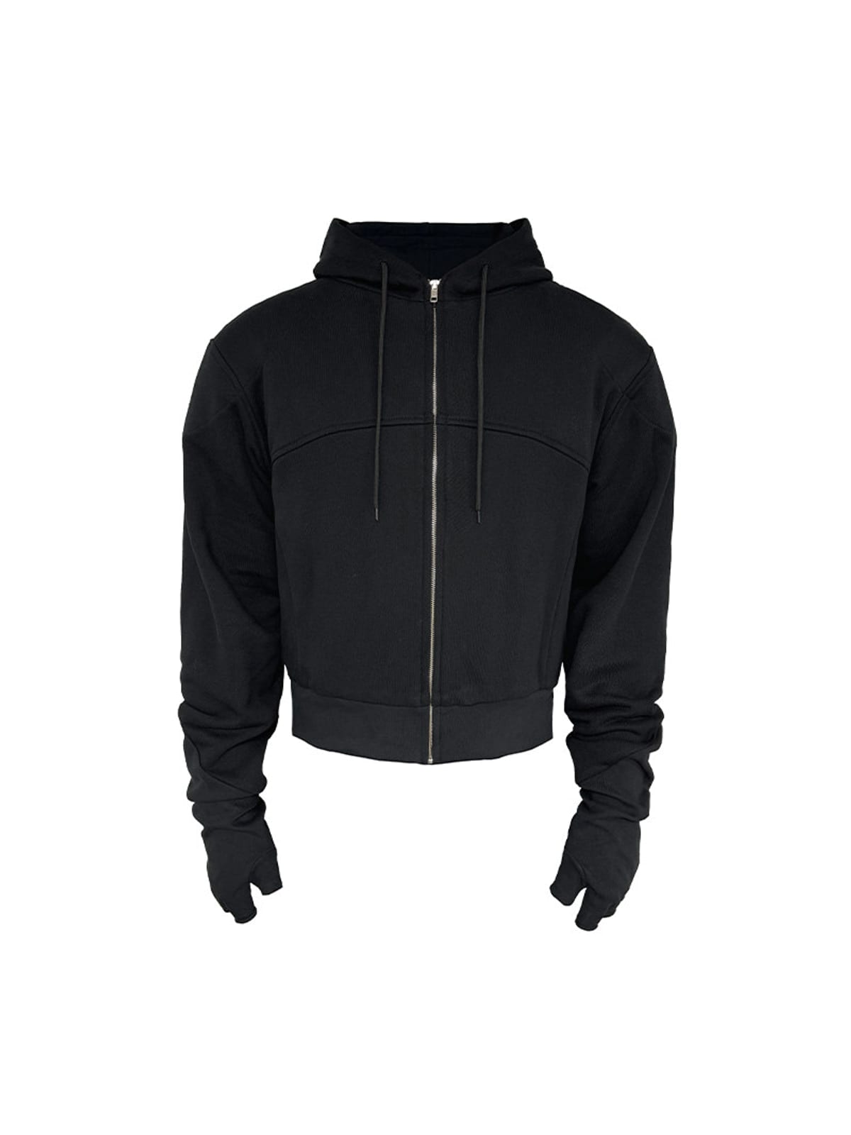 JCAESAR STUDIO Paneled Zip Up Glove Hoodie in Black