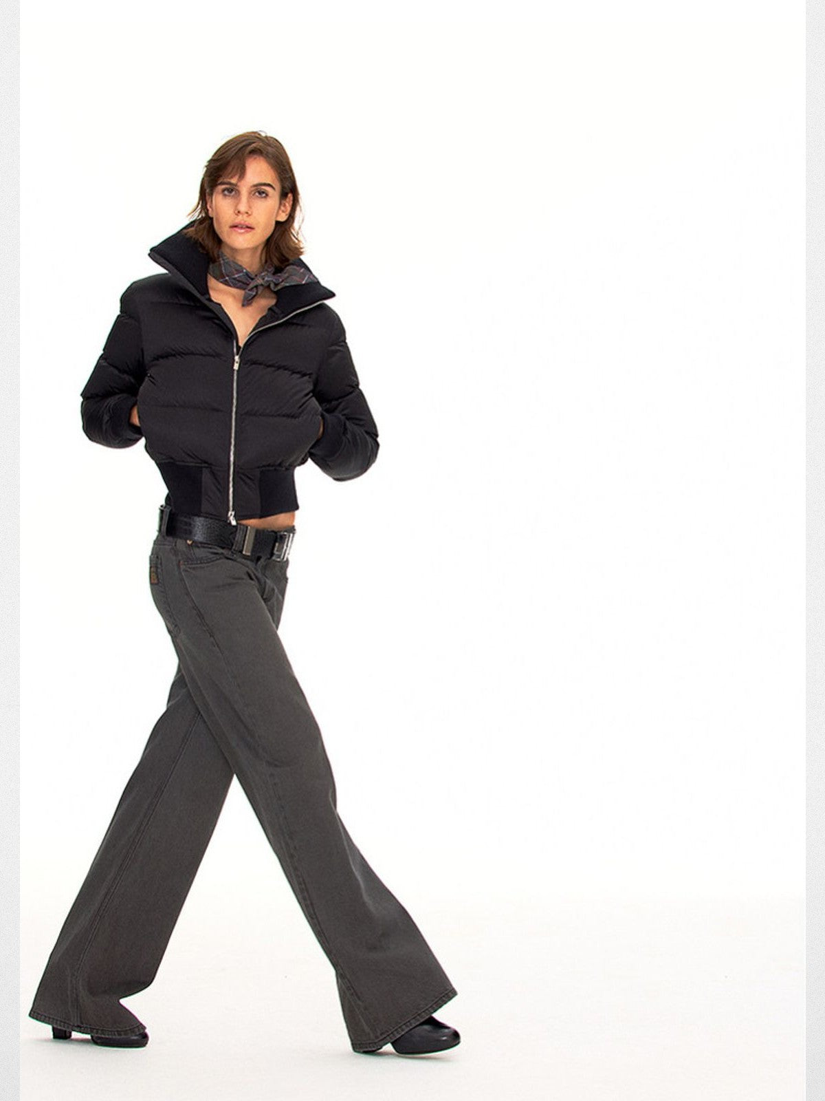 FaxCopyExpress Vintage Wash Gray Jeans in Gray - On Female Model
