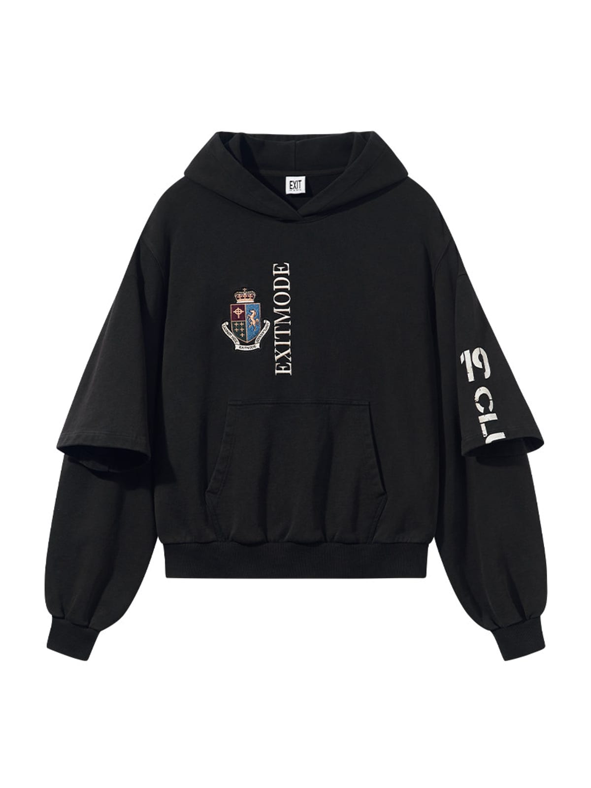 BLINDNOPLAN Distressed Embroidered Cotton Hoodie in Black