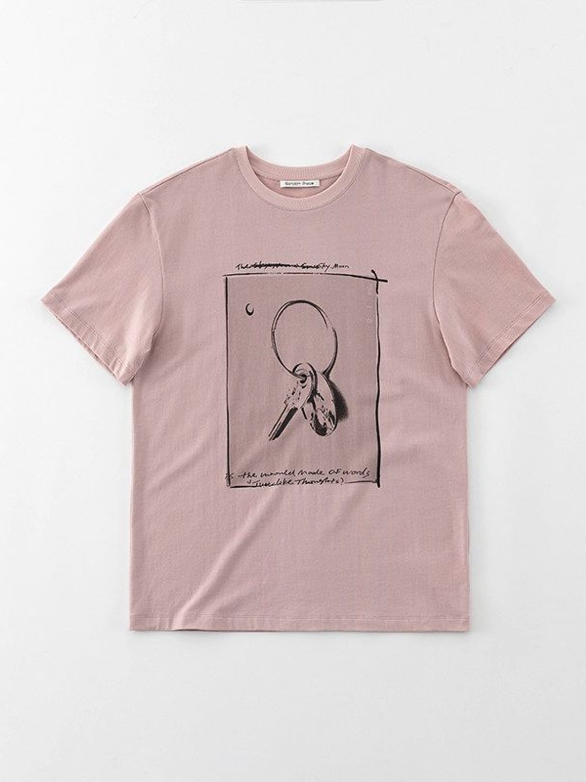 Random Piece Key Graphic Cotton T Shirt in Pink