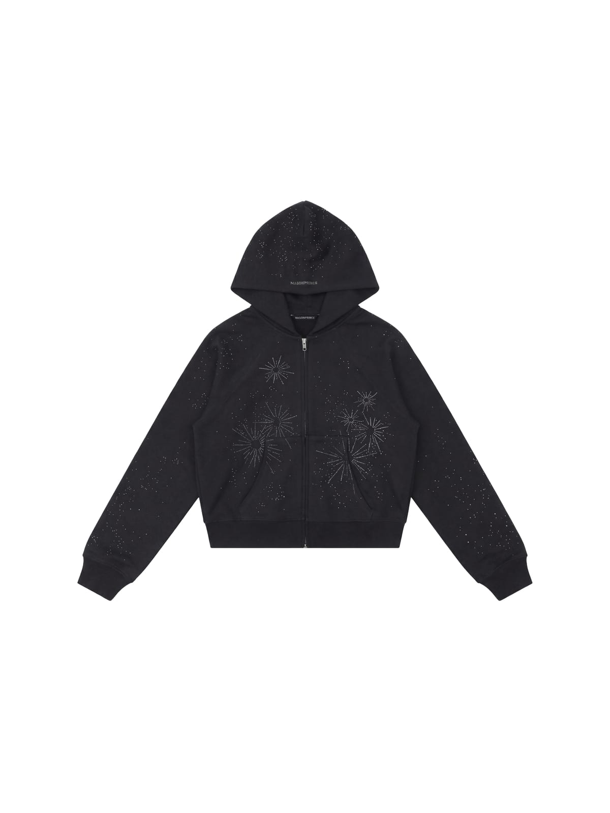 MASONPRINCE Fireworks Cotton Zip Up Hoodie in Black
