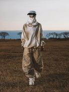 PERSONSOUL Vintage Wash Cotton Logo Hoodie in White - On Model