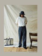 USAGE Vintage Neppy Cotton Straight Leg Jeans in Navy Blue - On Male Model