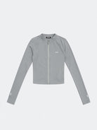 SMFK Brushed Fleece Zip Up Cropped Jacket in Gray