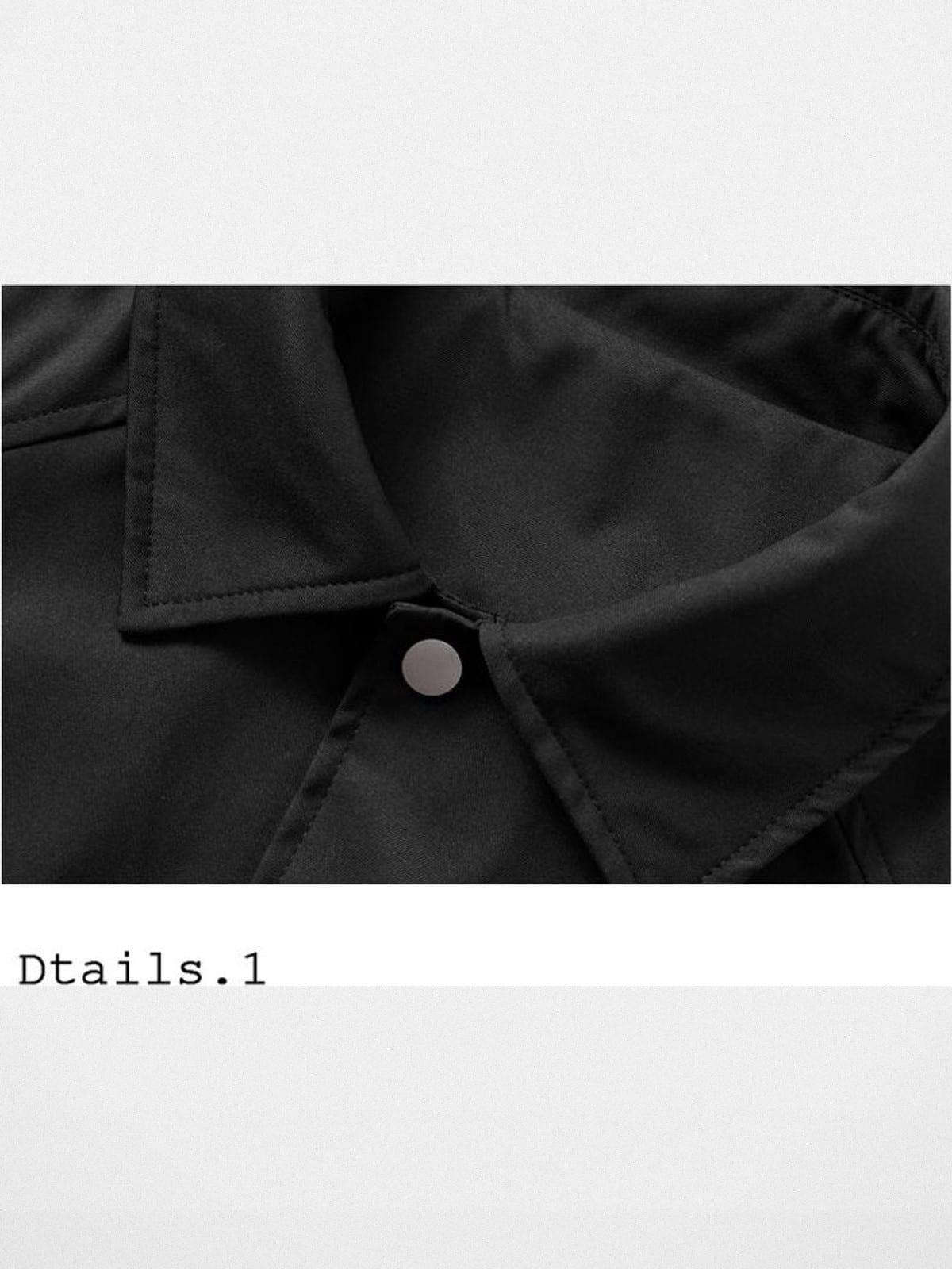 MEDM Collared Snap Front Jacket in Black - Detail