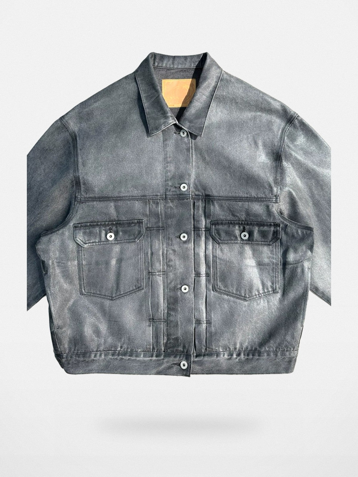 UNKNOWNWORLD Washed Grey Coated Trucker Jacket in Gray