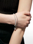BLACKHEAD Double Layer Pearl Pendant Bracelet in Silver - On Female Model