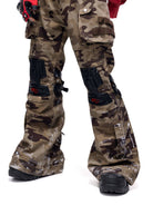PERSONSOUL Camouflage Bootcut Cargo Pants in Brown - On Model