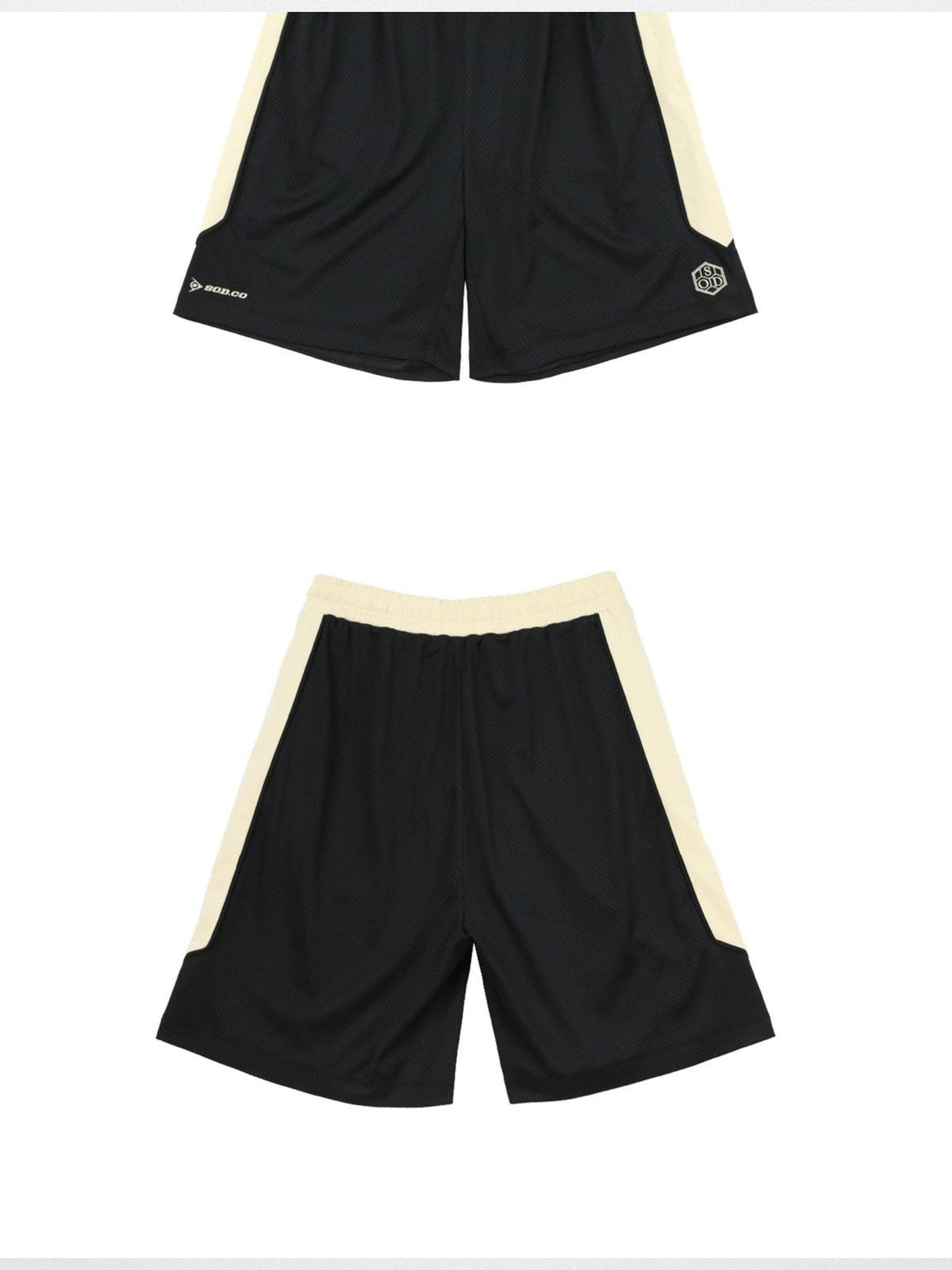 SOD Contrast Panel Mesh Shorts in Black