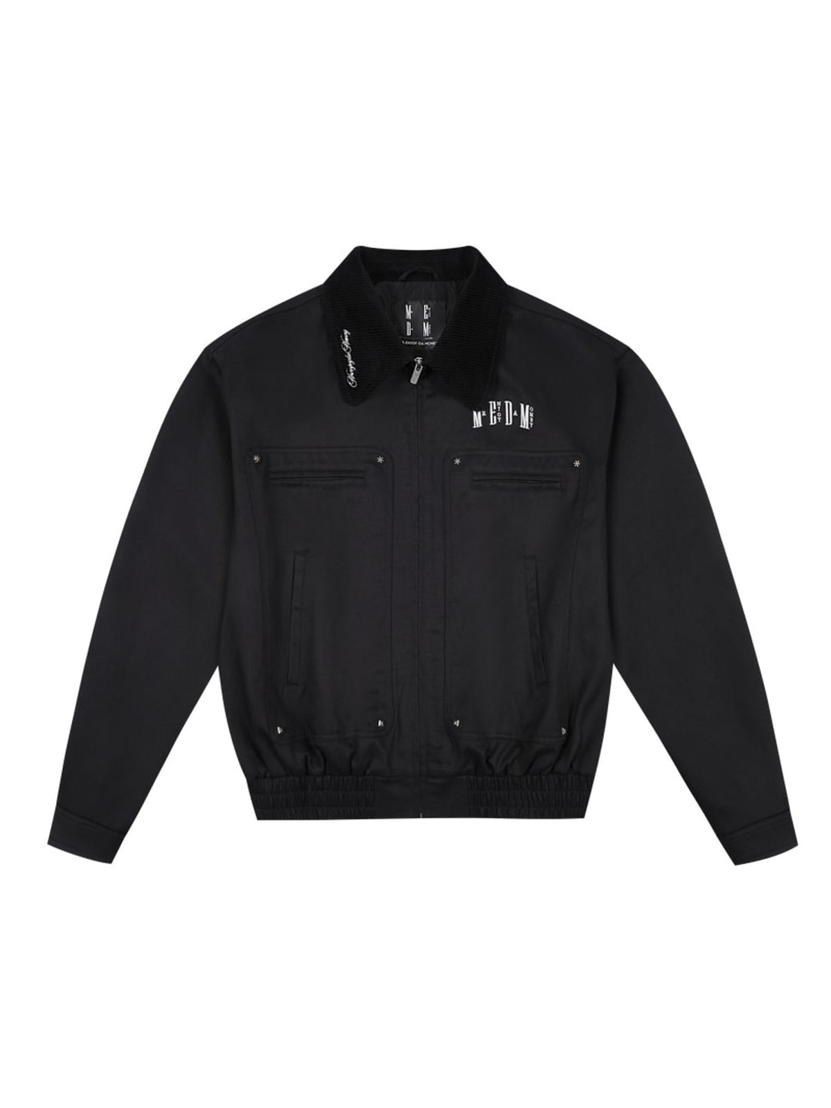 MEDM Embroidered Harrington Jacket in Black