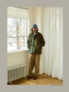 USAGE Cotton Ripstop Patchwork Blazer in Green - On Male Model